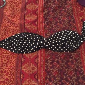 Small black and white polka dot bikini top